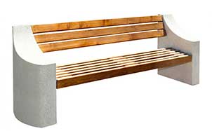 Деревянная скамья с бетонными опорами ВЫБОР СК-7, гранит белый, 2,3 м