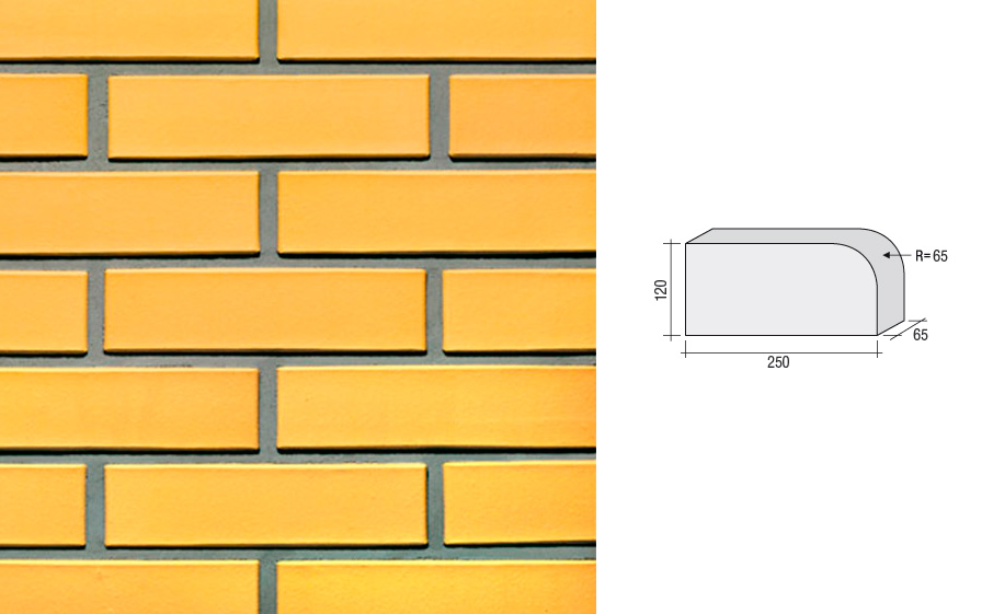 Кирпич клинкерный полнотелый LHL Klinkier i AKA (CRH) SAHARA фасонный QW1, 250*120*65 мм