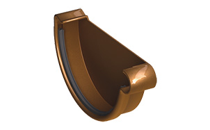 Заглушка желоба левая GALECO ПВХ, темно-коричневый RAL 8019, D 90 мм