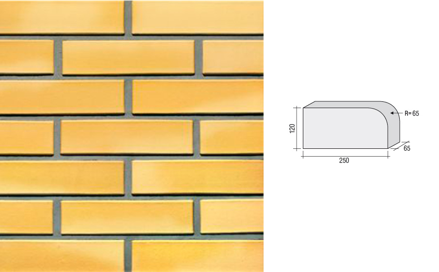 Кирпич клинкерный полнотелый LHL Klinkier i AKA (CRH) SAHARA CIENIOWANY фасонный QW1, 250*120*65 мм