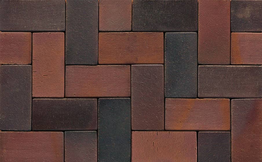 Тротуарная клинкерная брусчатка Muhr №04S Rotbraun-bunt spezial, 220*105*52 мм