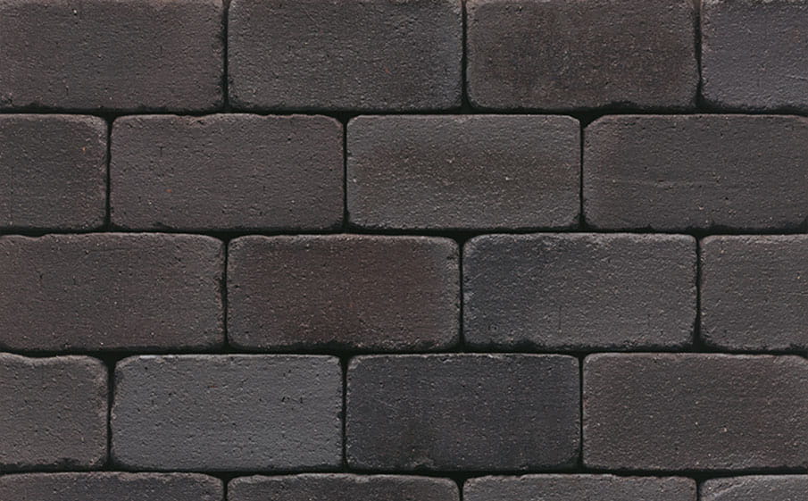 Тротуарная клинкерная брусчатка Muhr №15SG, Schwarz-bunt edelglanz gerumplet, 200*100*52 мм