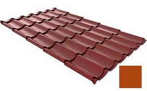 Металлочерепица Ruukki Monterrey Standart, цвет RR750 светло-терракотовый