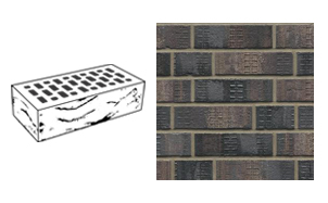 Кирпич клинкерный пустотелый Muhr 05 F Eisenschmelz Schwarzbraun Fuss рустик, 240*115*52 мм