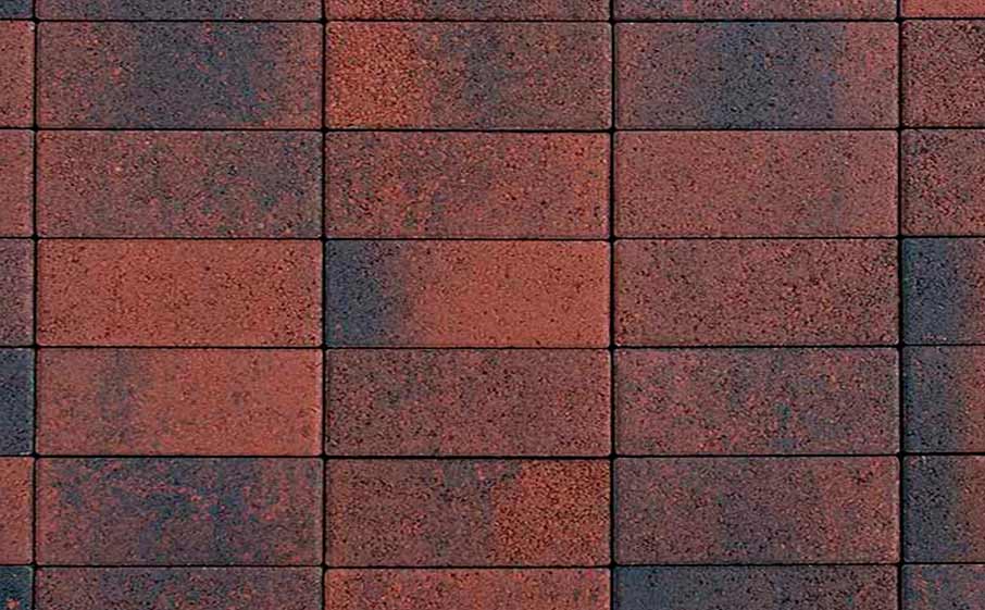 Плитка тротуарная ВЫБОР Паркет 4П.6, Листопад Клинкер красно-черный гранит, 180*60*60 мм