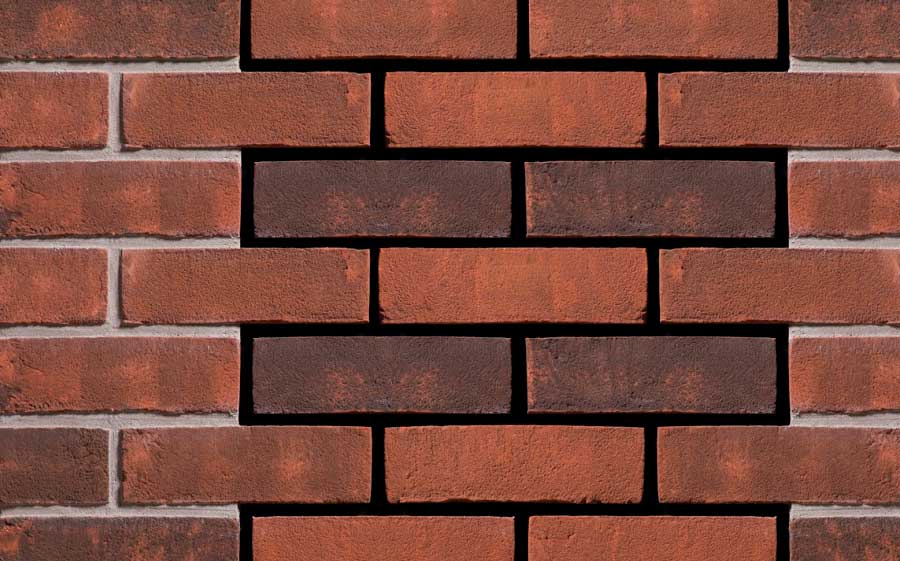 Фасадная керамическая плитка ENGELS Old English Red, 215*22-25*65 мм