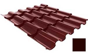Металлочерепица Ruukki Adamante, цвет RR32 темно-коричневый