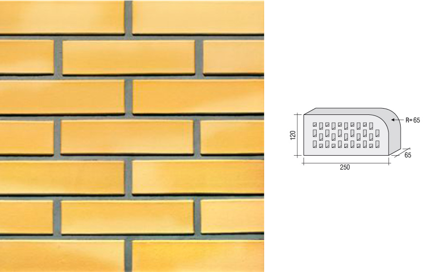 Кирпич клинкерный пустотелый LHL Klinkier i AKA (CRH) SAHARA CIENIOWANY фасонный QW1, 250*120*65 мм