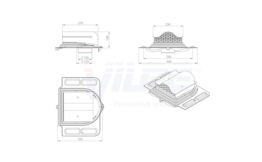 Кровельный вентиль VILPE PELTI - KTV шоколадный, 460*355 мм