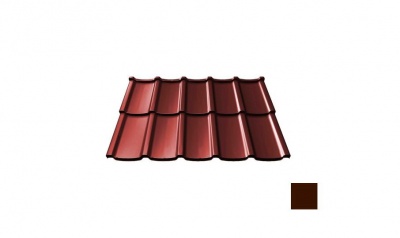 Металлочерепица Ruukki Scandic, Polyester Matt цвет RR32 темно-коричневый