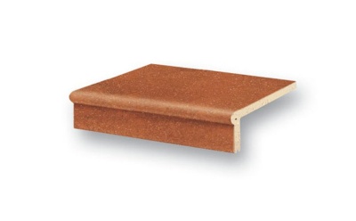 Клинкерная ступень фигурный угол Stroeher Keraplatte Roccia 841 rosso, 240x115х52x10 мм