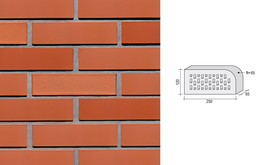 Кирпич клинкерный пустотелый LHL Klinkier i AKA (CRH) STAROBROWARNA фасонный QW1, 250*120*65 мм