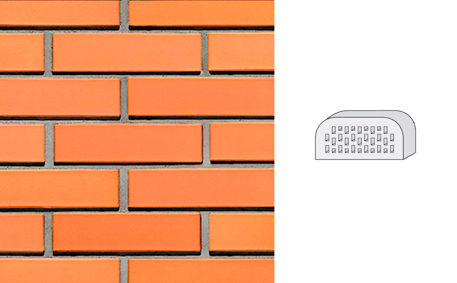 Кирпич клинкерный пустотелый LHL Klinkier i AKA (CRH) OCHRA фасонный QW2, 250*120*65 мм