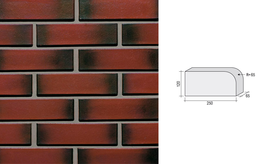 Кирпич клинкерный полнотелый LHL Klinkier i AKA (CRH) ETNA фасонный QW1, 250*120*65 мм