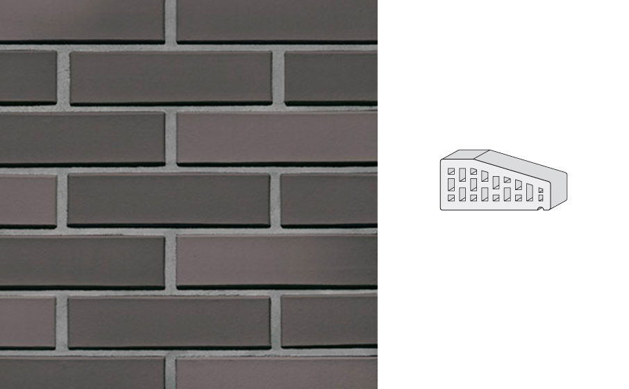 Кирпич клинкерный пустотелый LHL Klinkier i AKA (CRH) TYBET CIENIOWANY фасонный P-1 PERFOROWANA, 250*120*65 мм
