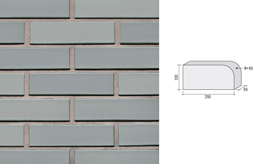 Кирпич клинкерный полнотелый LHL Klinkier i AKA (CRH) SYRIUSZ CIENIOWANY фасонный QW1, 250*120*65 мм