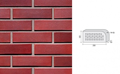 Кирпич клинкерный пустотелый LHL Klinkier i AKA (CRH) RUBIN CIENIOWANY фасонный QW1, 250*120*65 мм