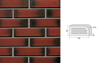 Кирпич клинкерный пустотелый LHL Klinkier i AKA (CRH) ETNA фасонный QW1, 250*120*65 мм
